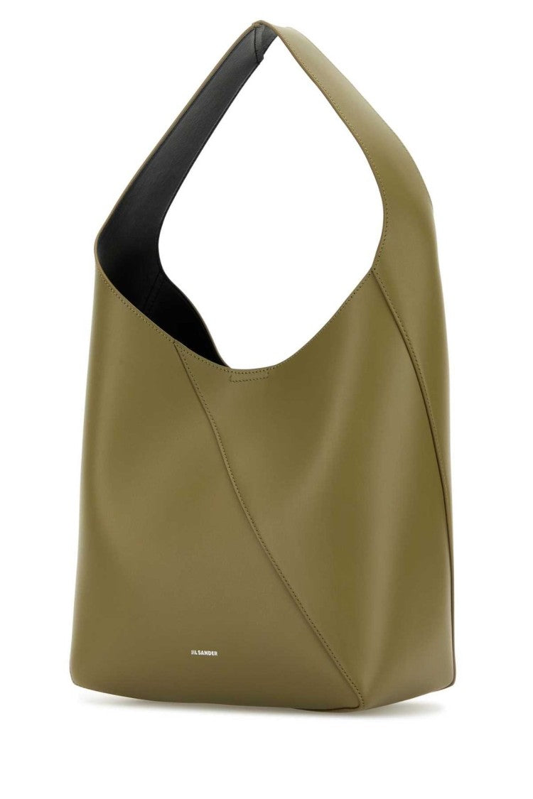 Calf Leather Green Shoulder Bag with Minimalist Design
