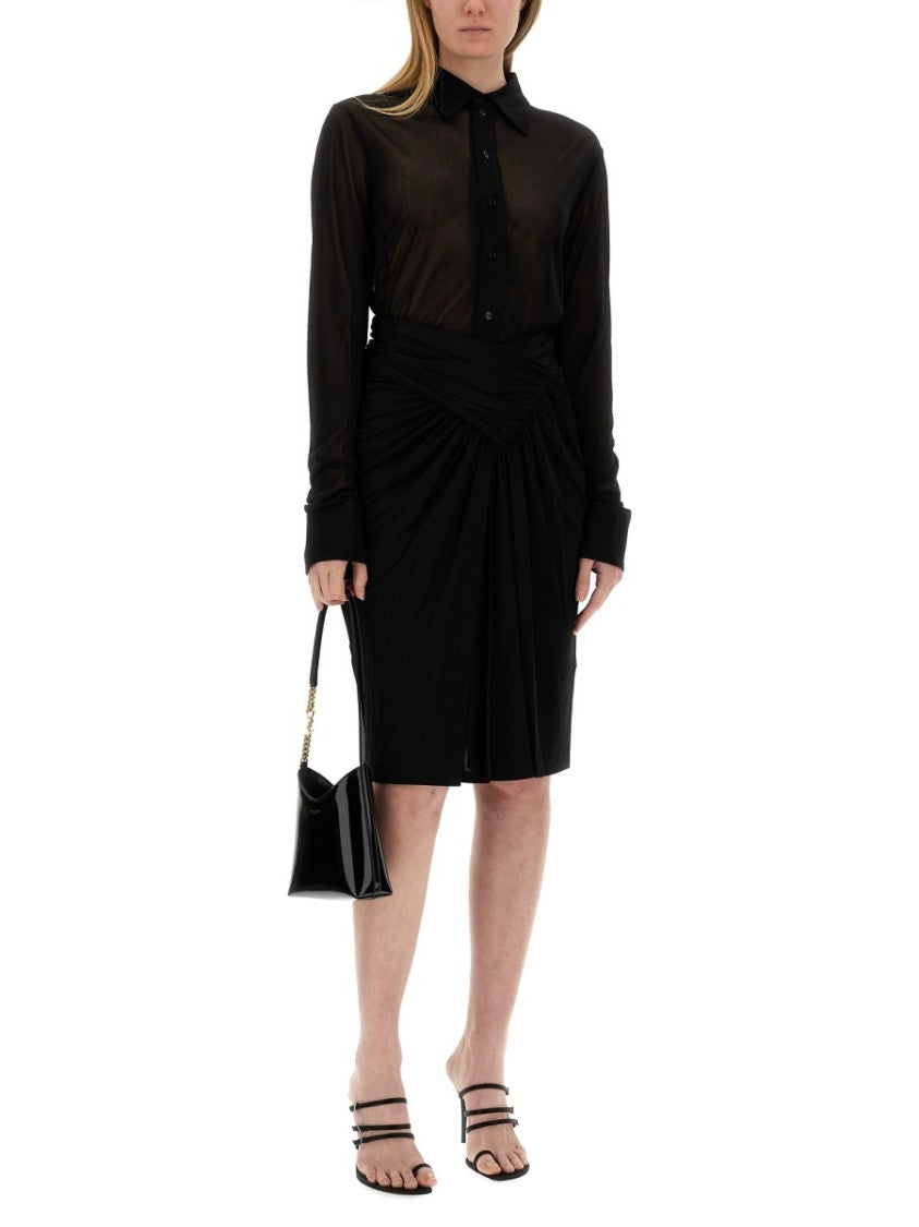 Long-Sleeved Sheer Jersey Shirt With Fitted Silhouette