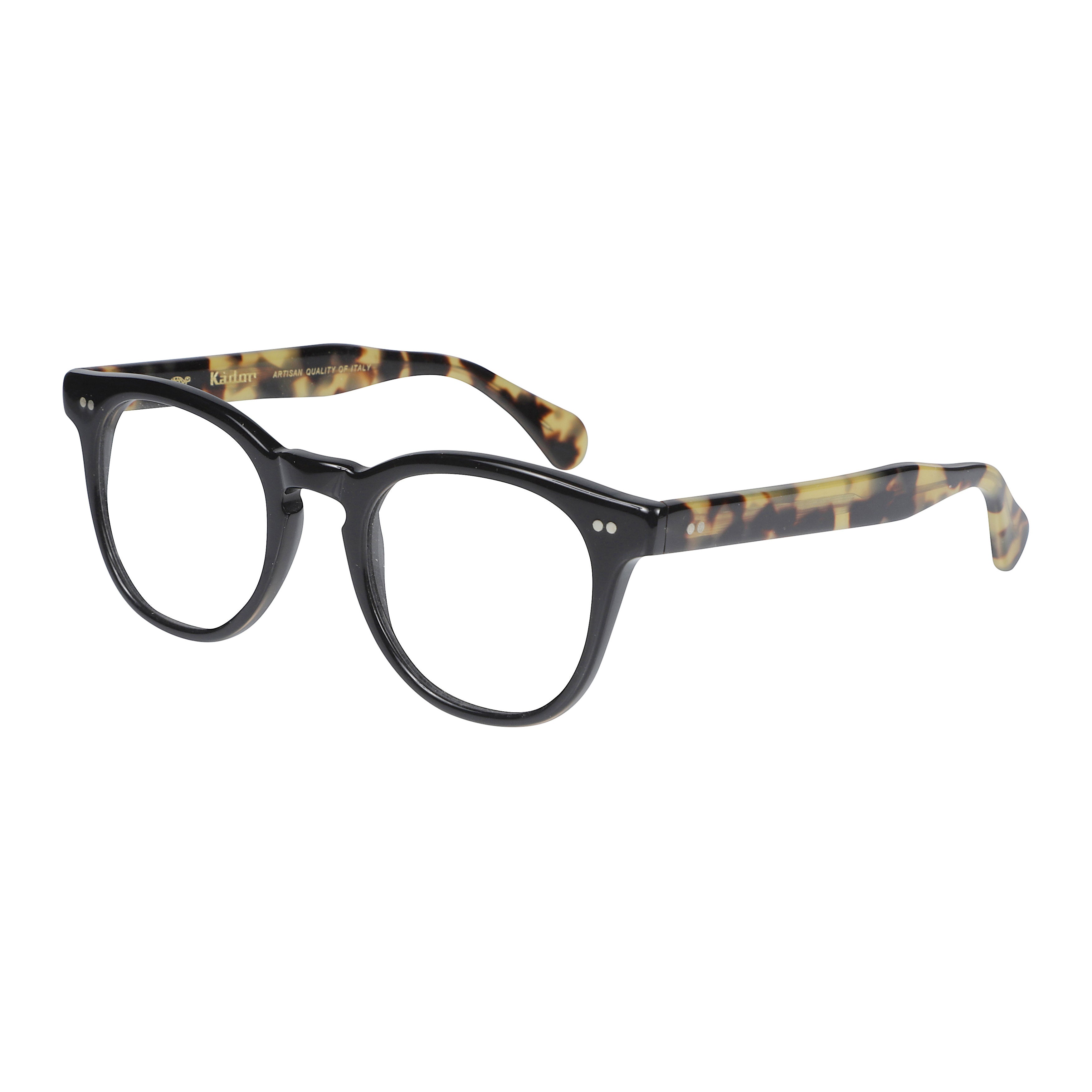 Tuxon Round Frame Eyeglasses with Glossy Black Front