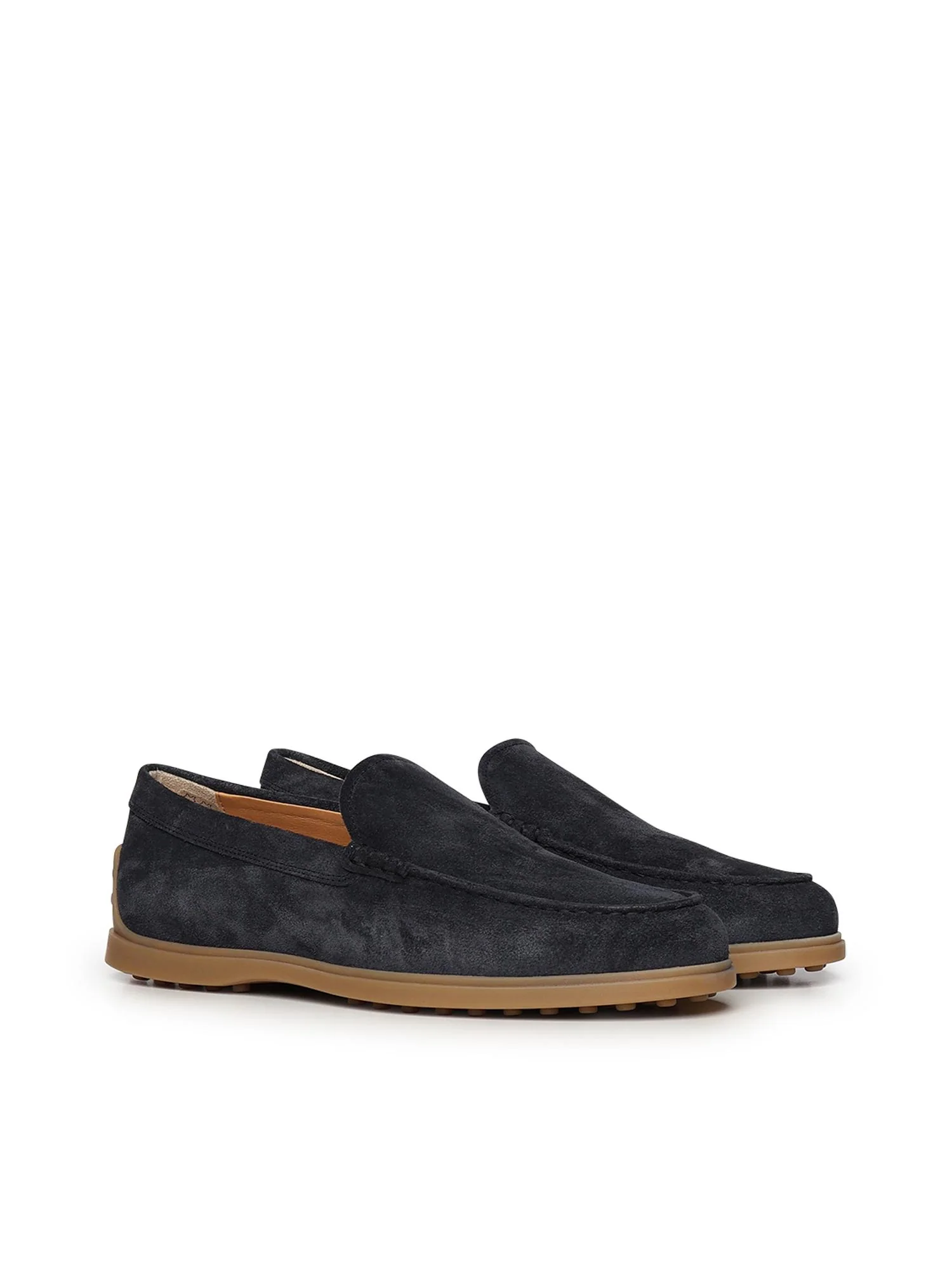 Moccasin-Style Black Suede Loafers with Contrasting Rubber Sole