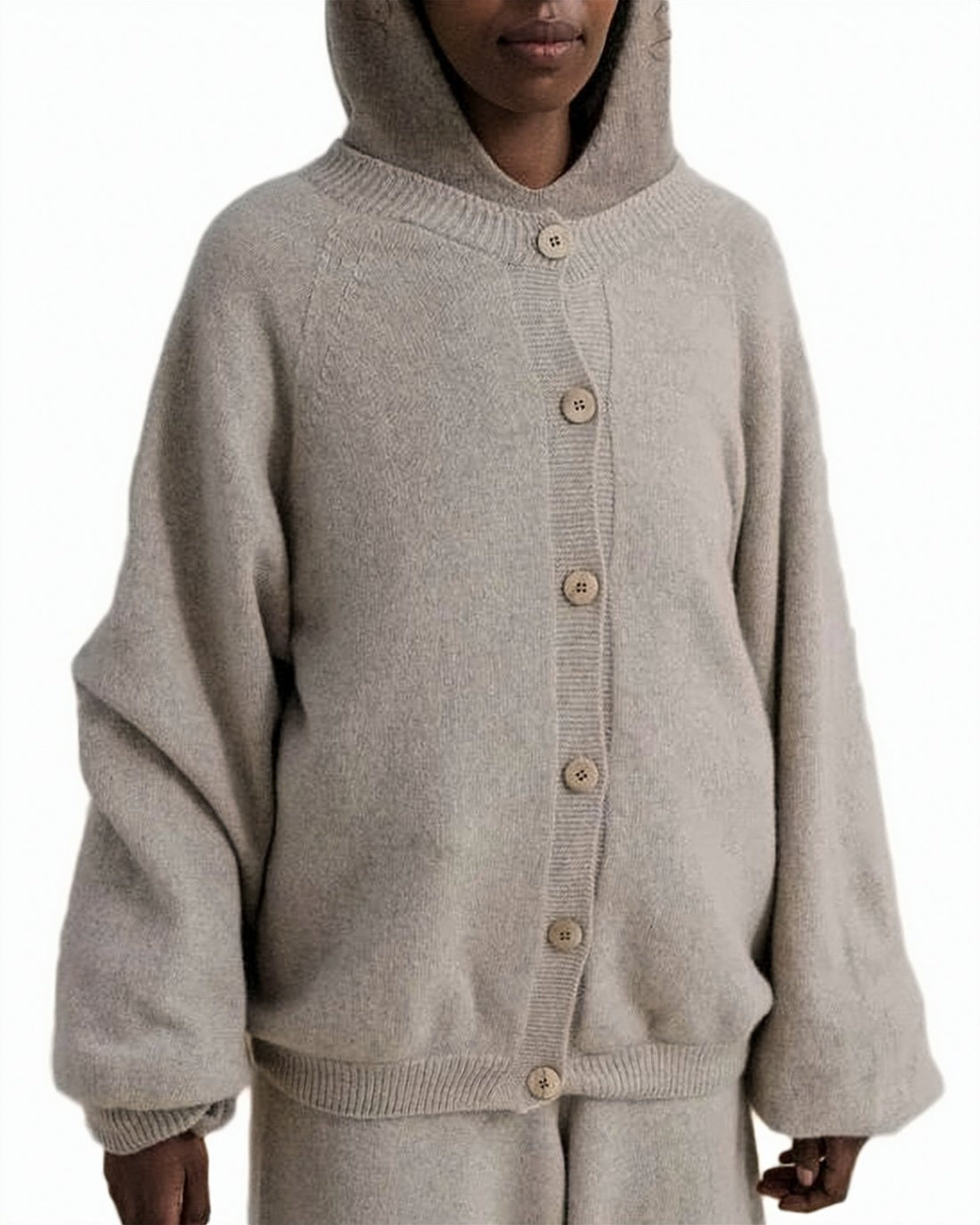 Relaxed Fit Cardigan with Balloon Sleeves