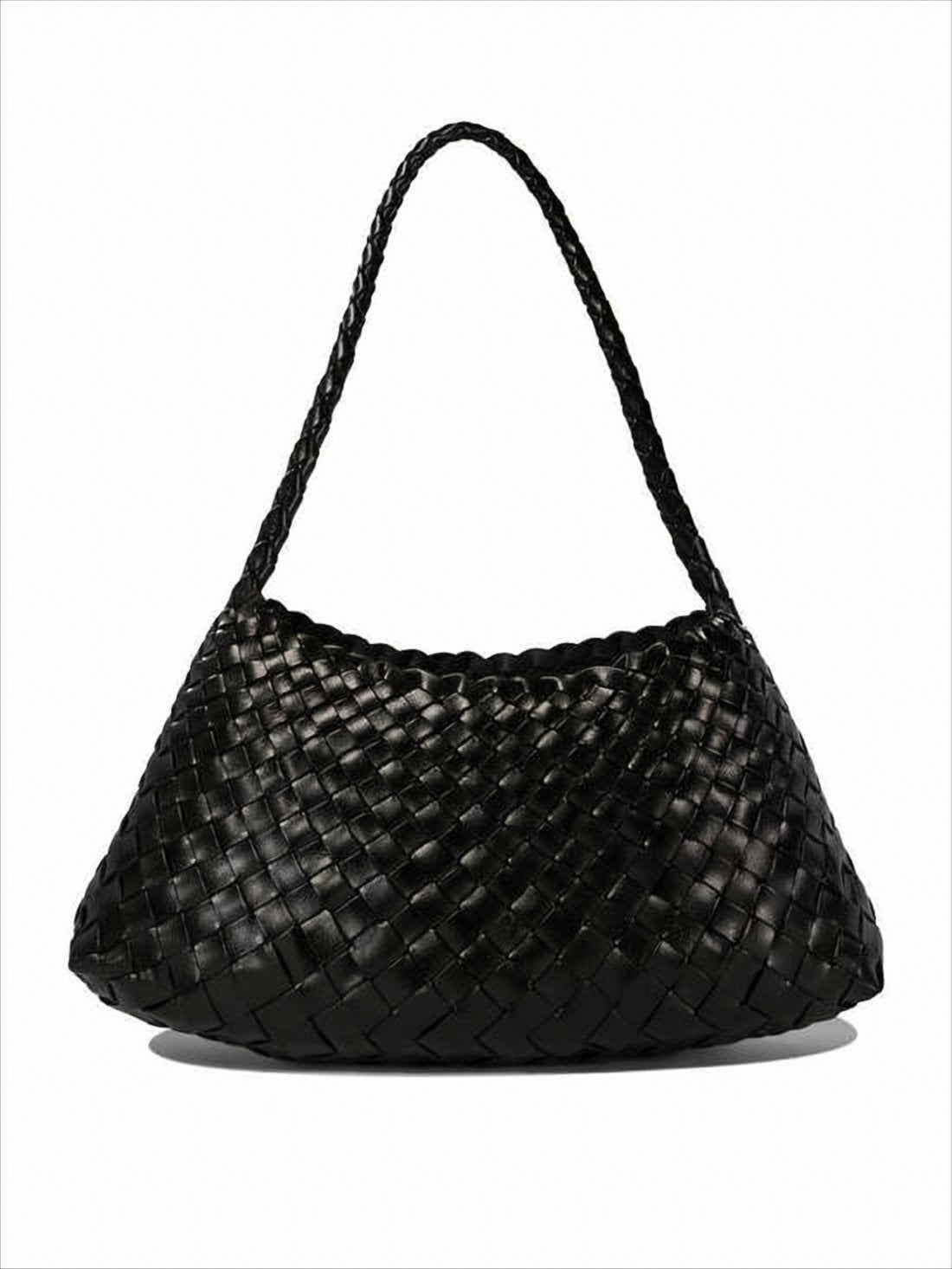 Black Buffalo Leather Woven Rosanna Handbag