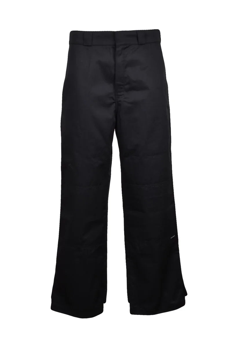 Wide Leg Chino Trousers - Black