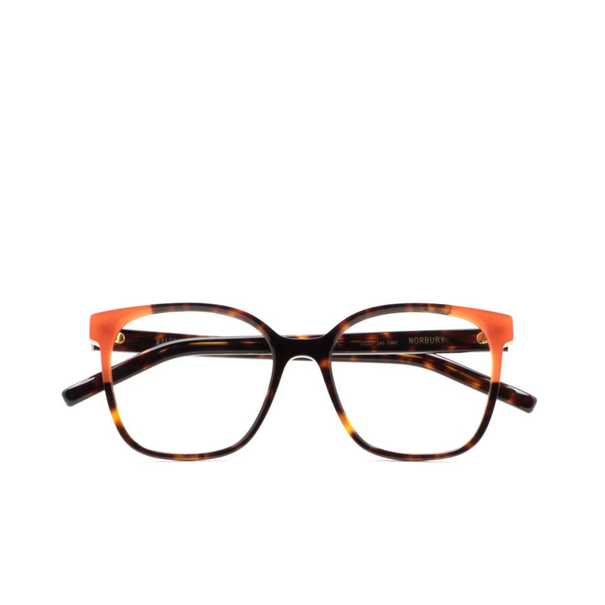Norbury Rectangular Tortoiseshell Sunglasses with Bold Orange Accents