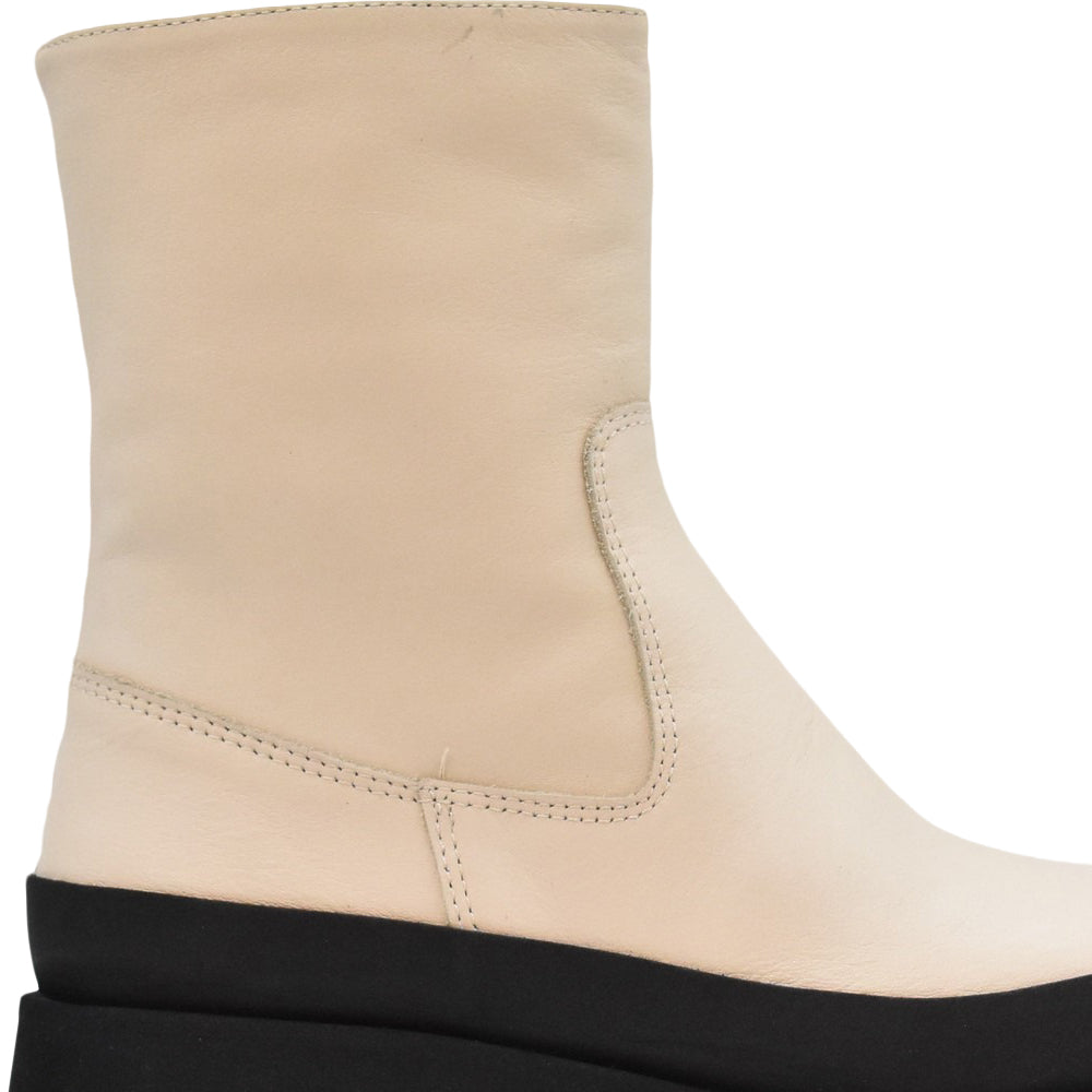 Ivory Platform Ankle Boots with Contrasting Sole