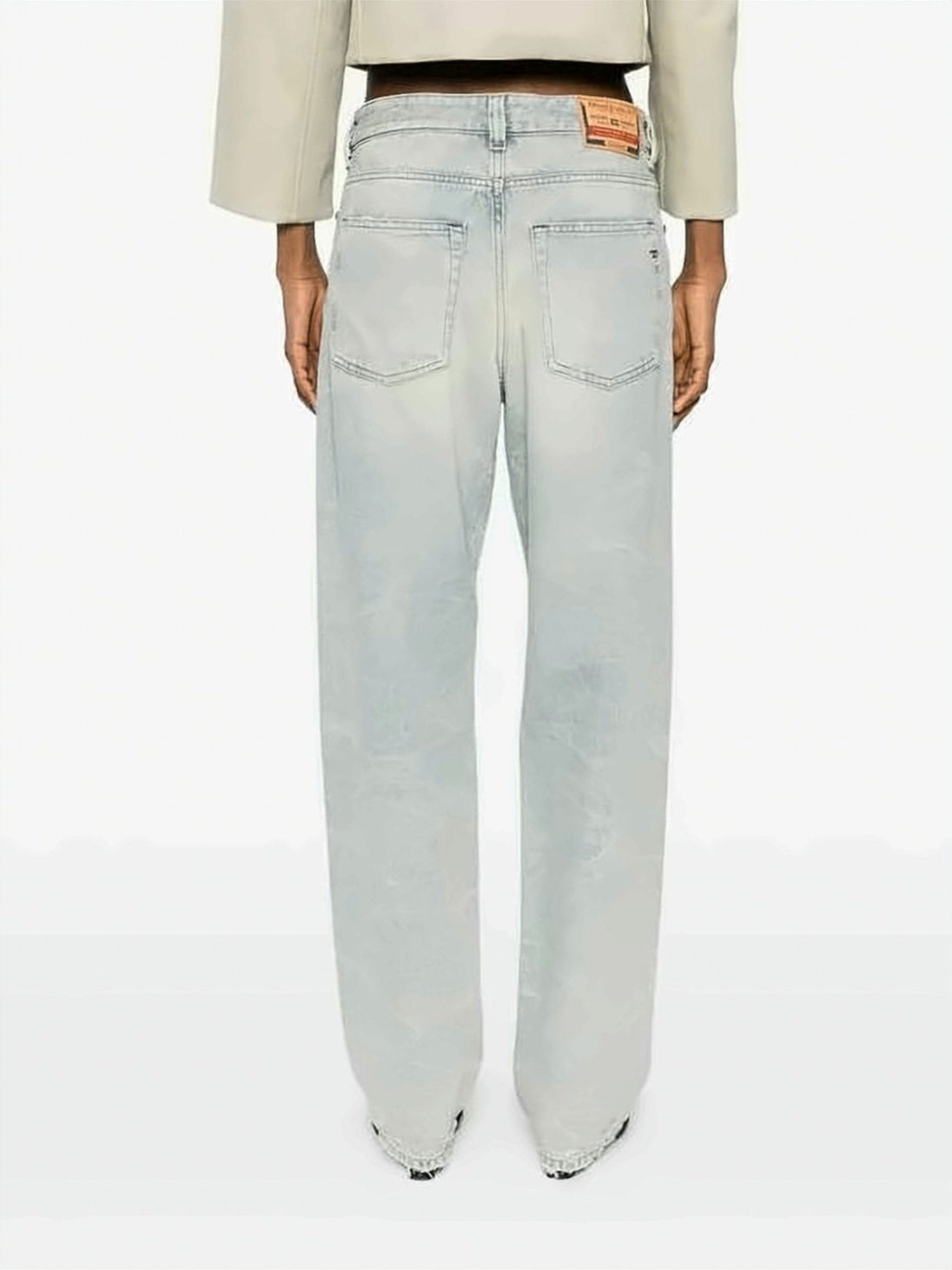 Light-Wash Denim Jeans with Relaxed Straight-Leg Fit