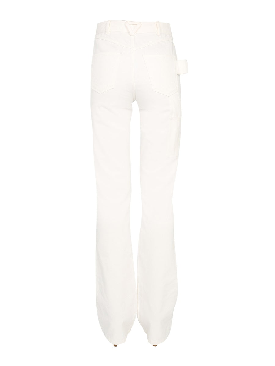 Flared Jeans with Oval Button Closure and Belt