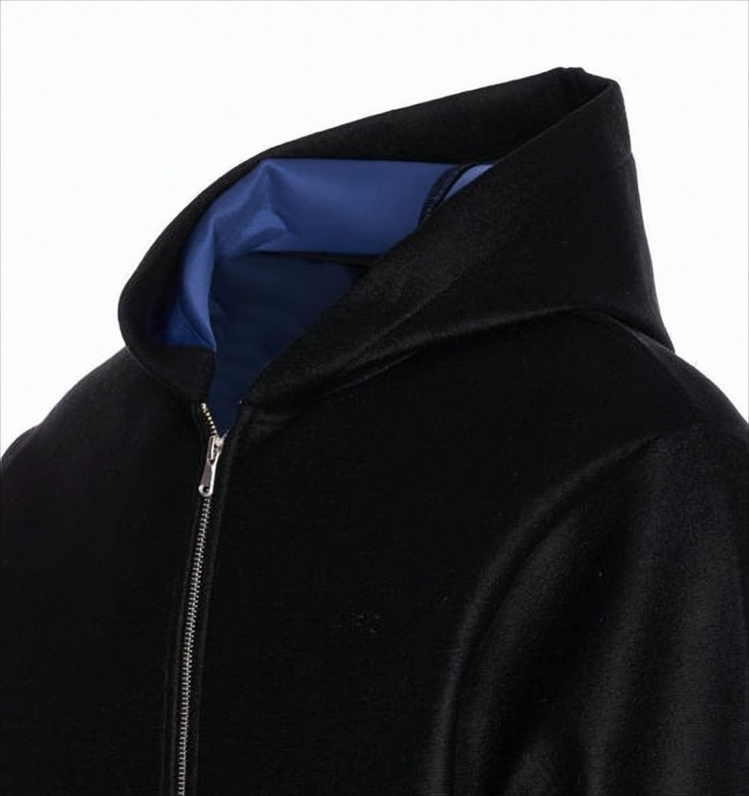 Black Hoodie with Contrasting Blue Lining