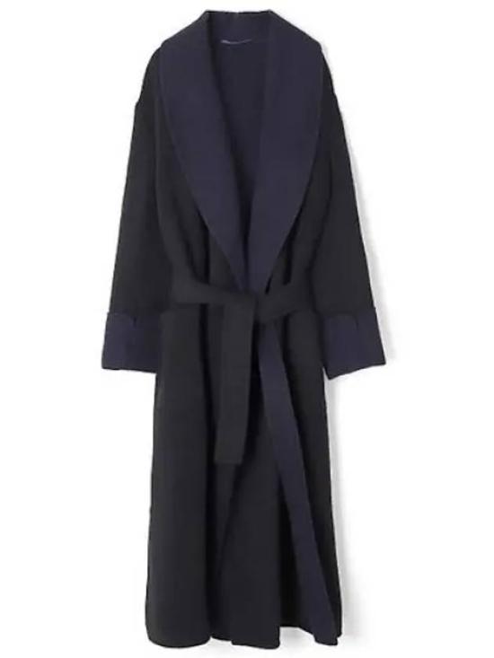 Wrap-Design Wool-Blend Coat with Shawl Collar
