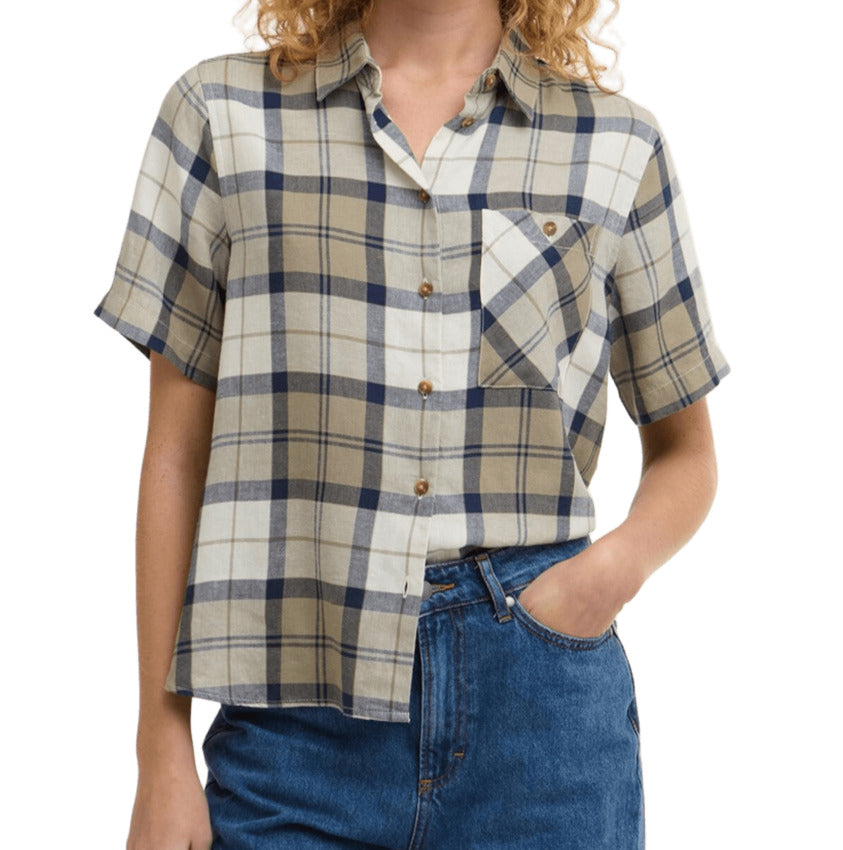 Navy Tartan Cotton Shirt Dress