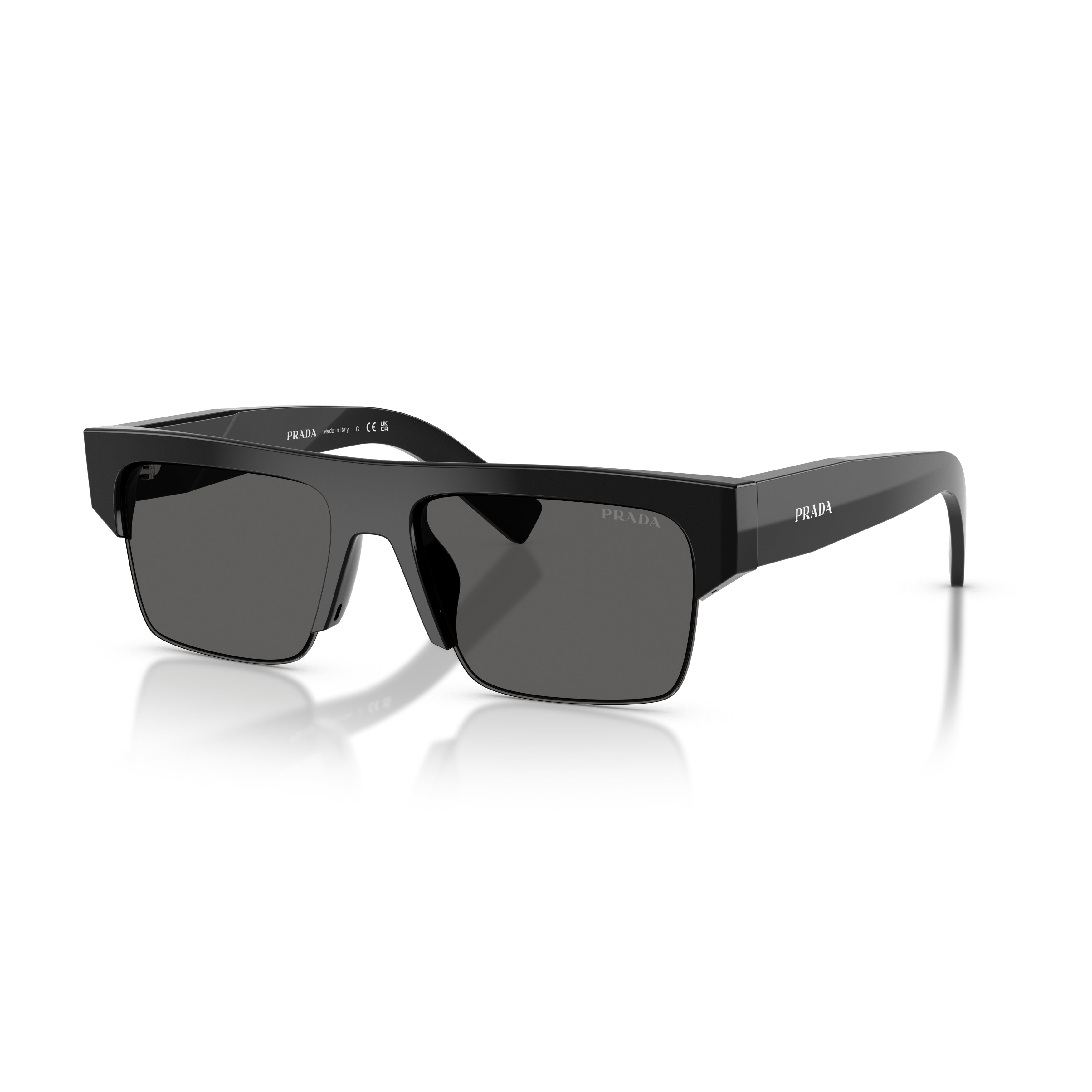 0pr D12su Bold Rectangular Black Acetate Sunglasses