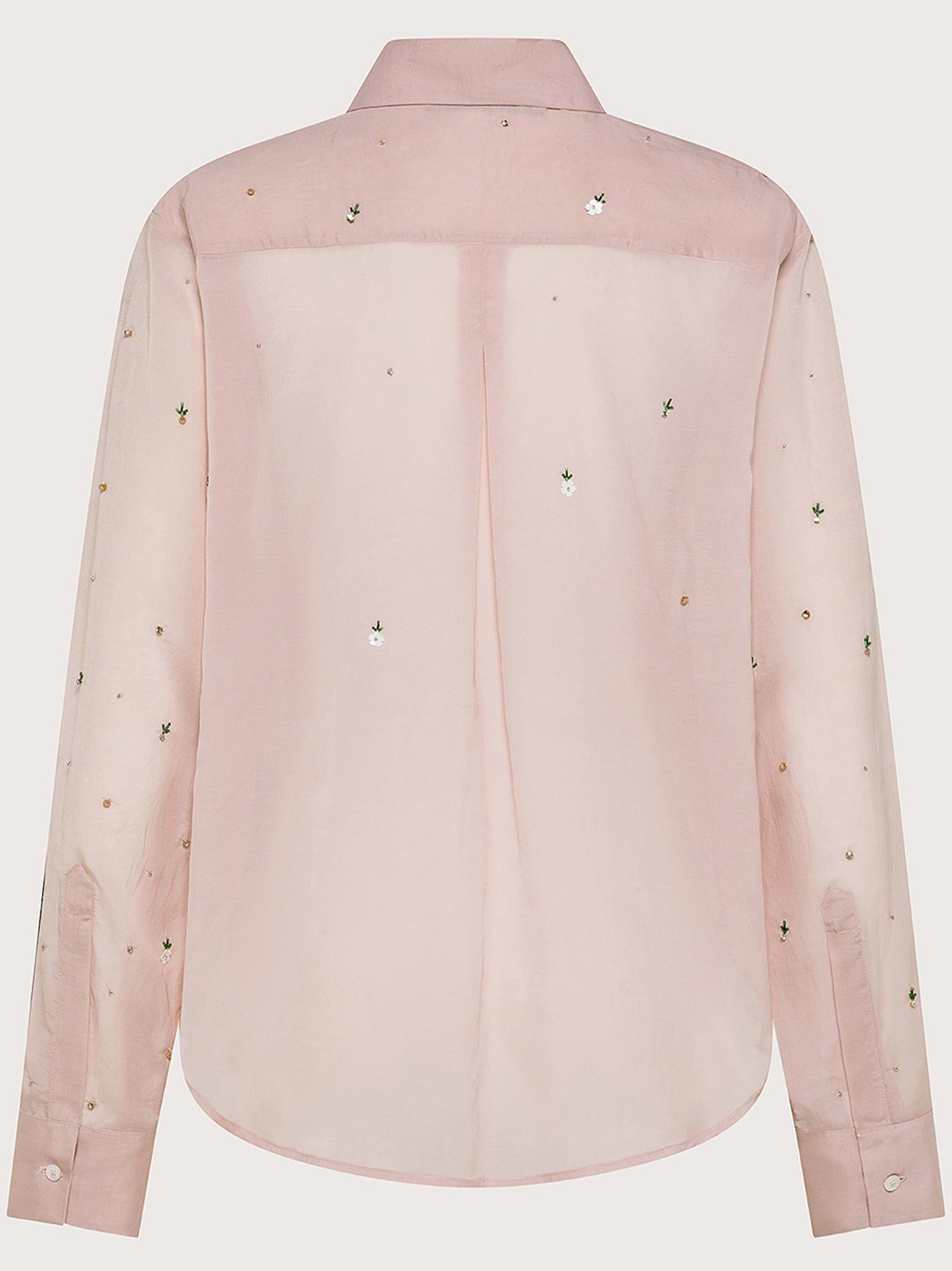 Light Pink Floral Embroidery Shirt