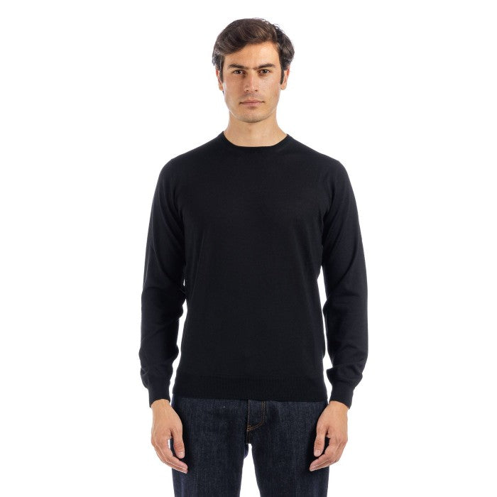 Merino Wool Sweater With Classic Crew Neckline