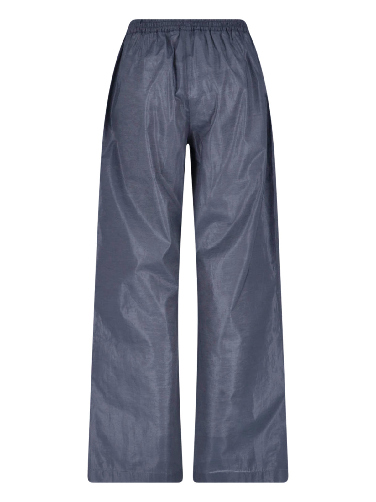 Blue Textured Elastic Waist Trousers