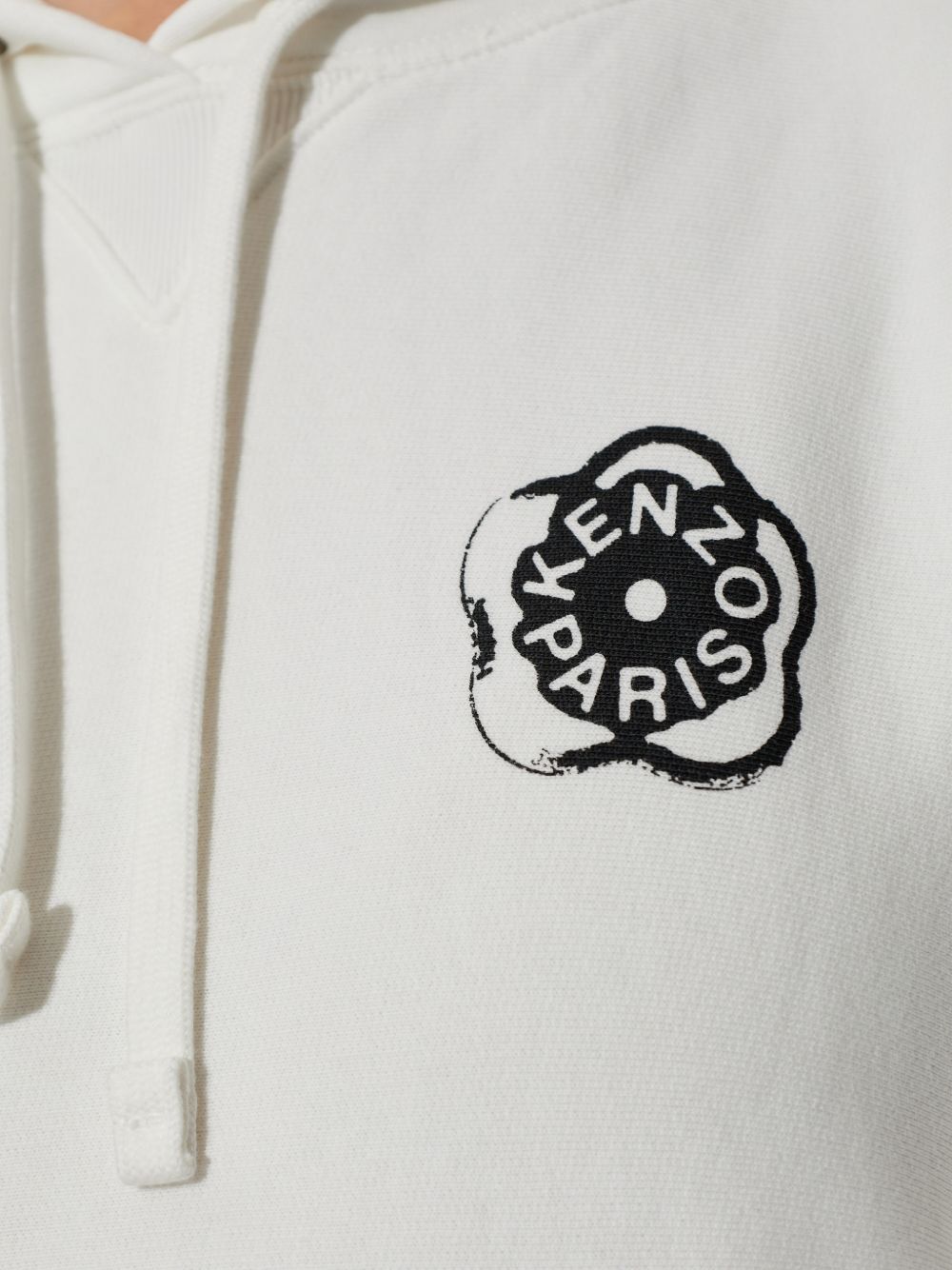 White Hoodie With Bold Black Graphic Logo