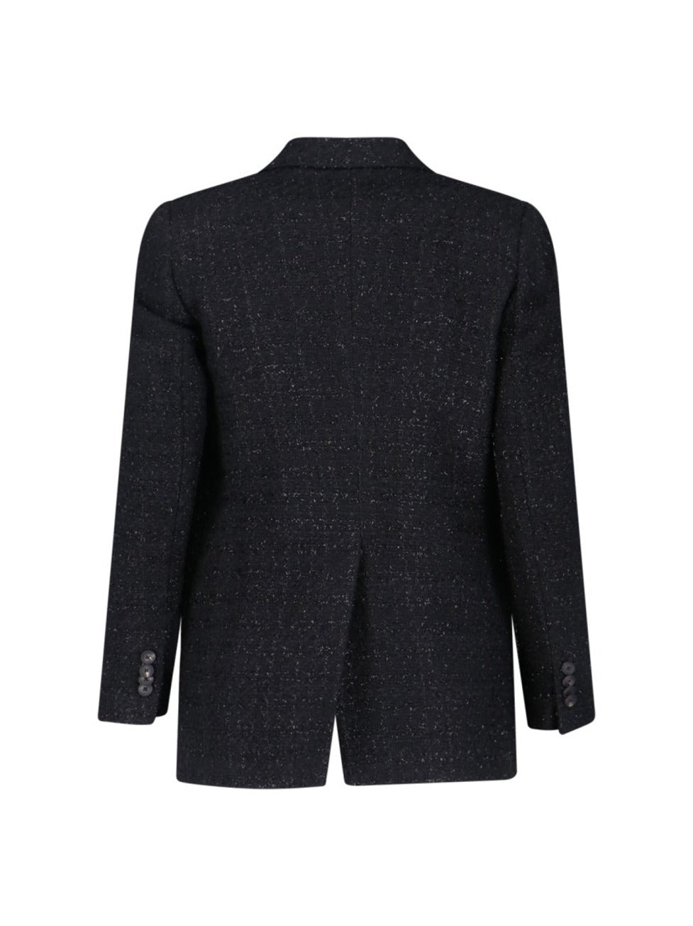 Tailored Black Jacket With Notched Lapel And Textured Fabric