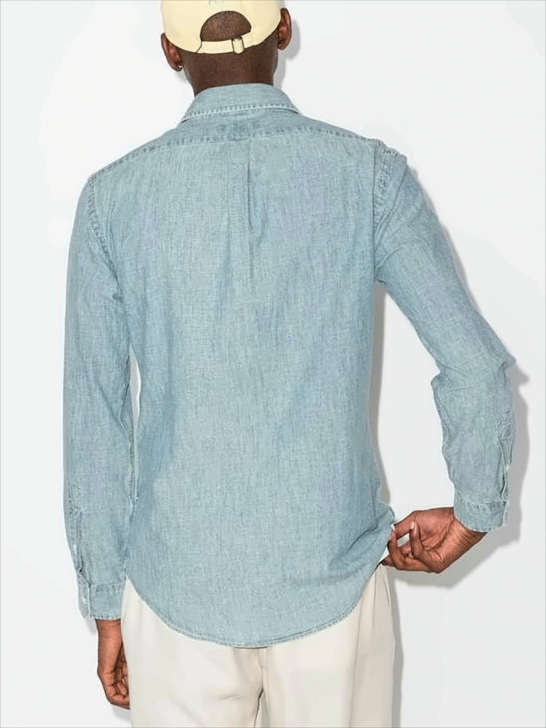 Classic Button-Up Shirt in Light Blue Chambray
