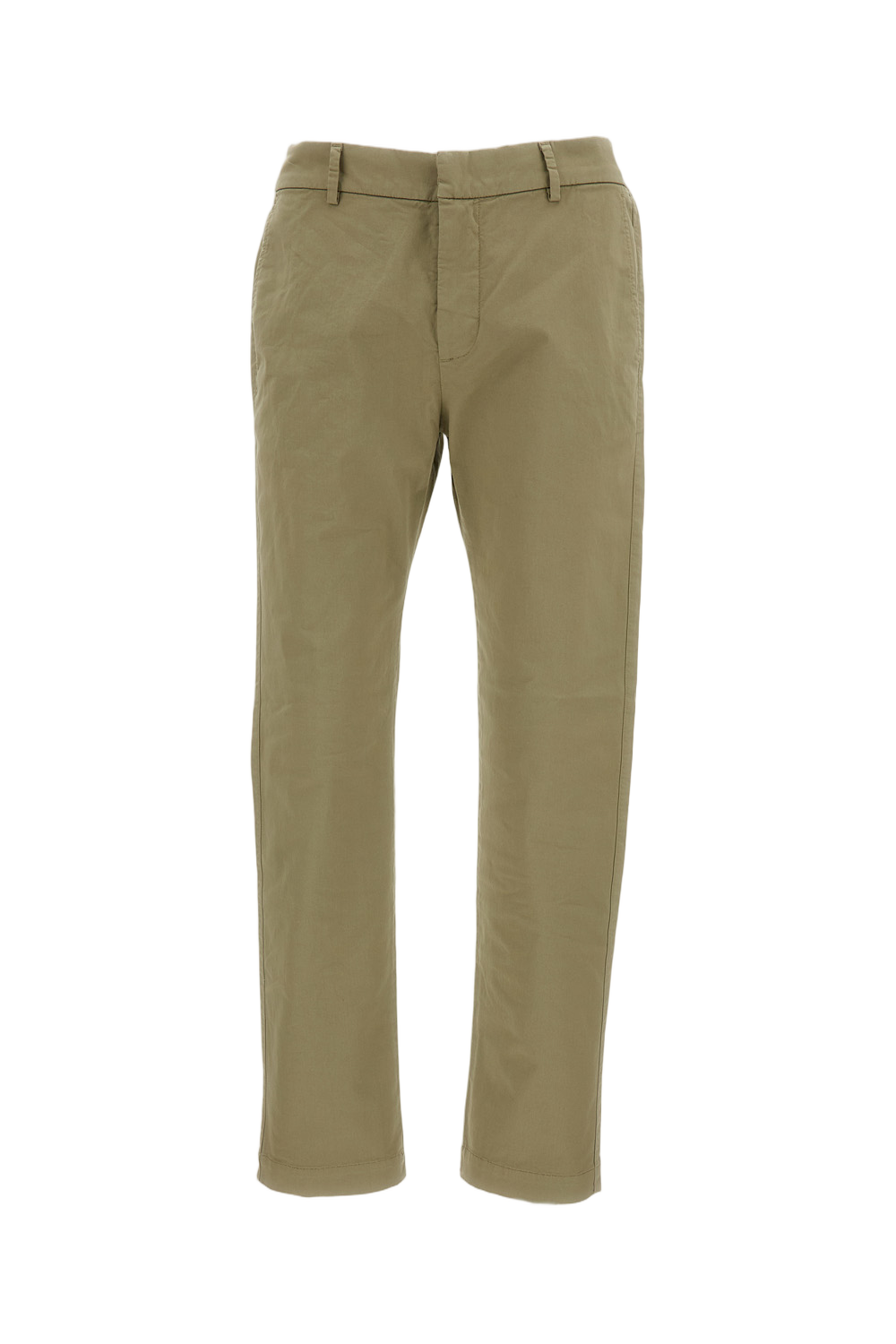 Beige Stretch Cotton Twill Semi-Jogger Trousers