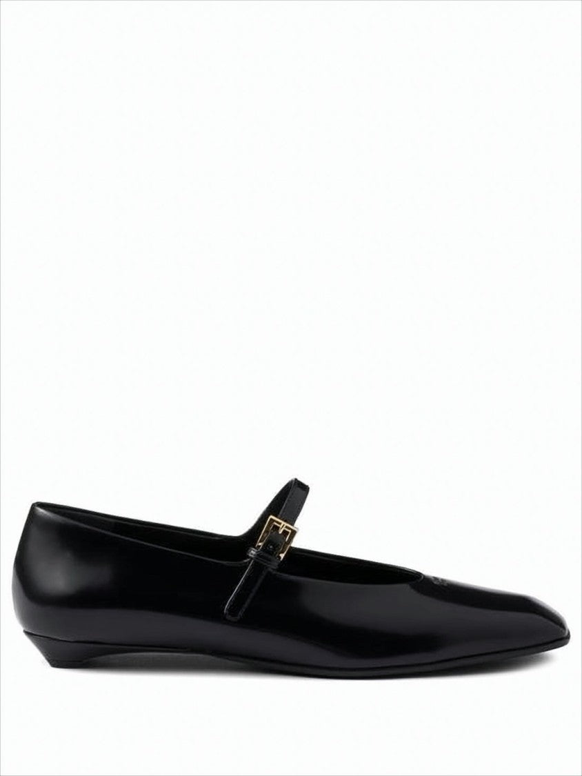 Pointed Toe Black Leather Flats