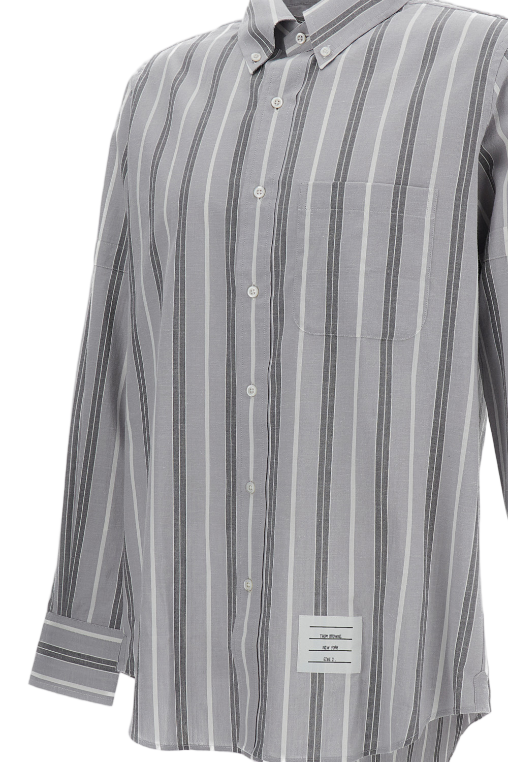 Relaxed Fit Striped Cotton Shirt with Pointed Collar