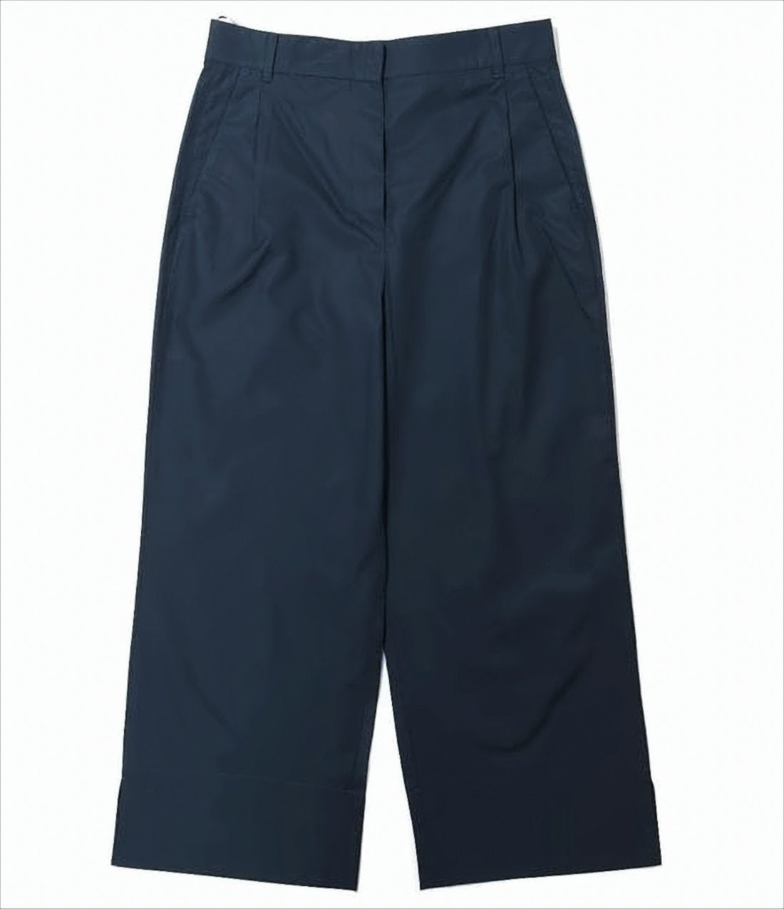 Tailored Blue Straight-Leg Pants With Mid-Rise Waist And Pleats