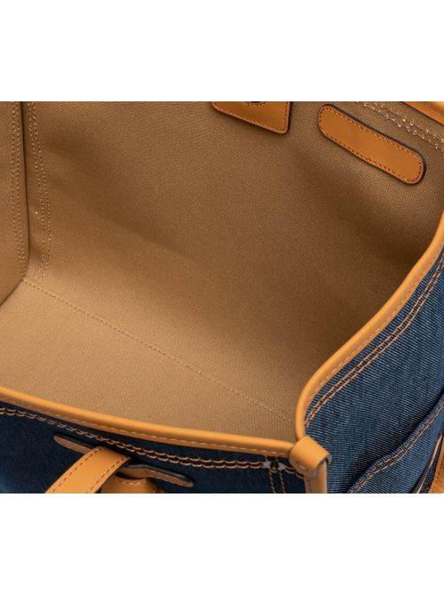 Denim-Effect Handbag with Pouch