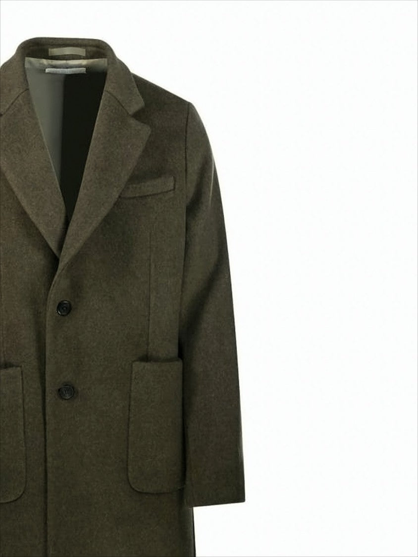 Textured Wool Blend Coat with Structured Lapel