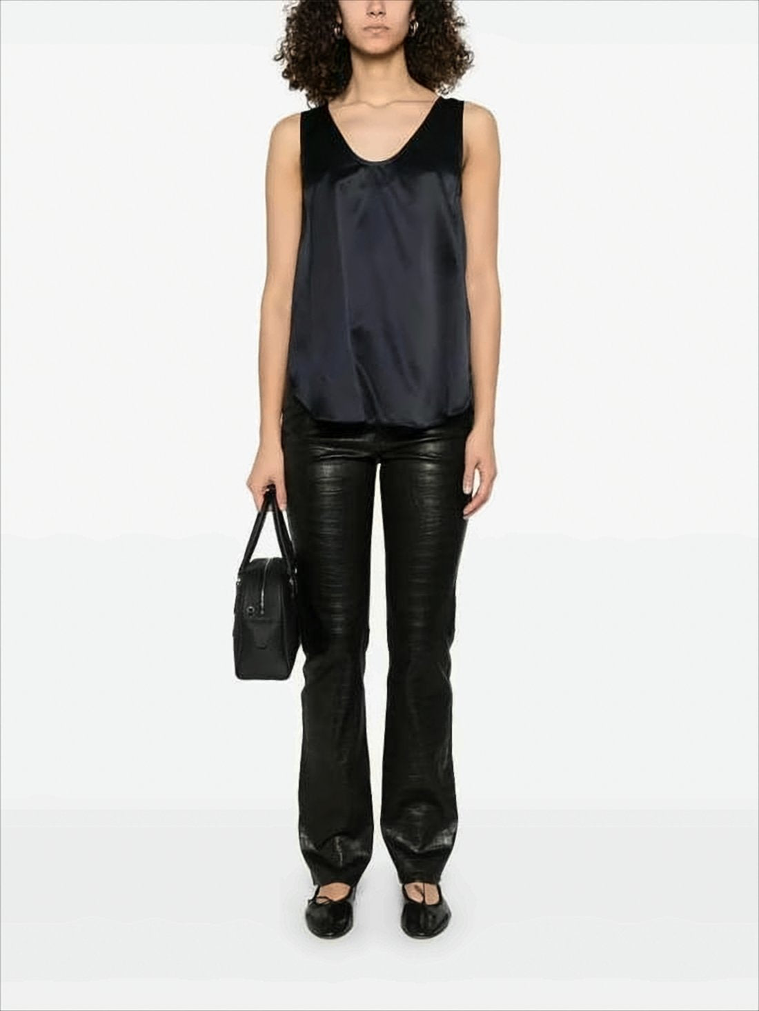 Silk Sleeveless Top with Scoop Neckline