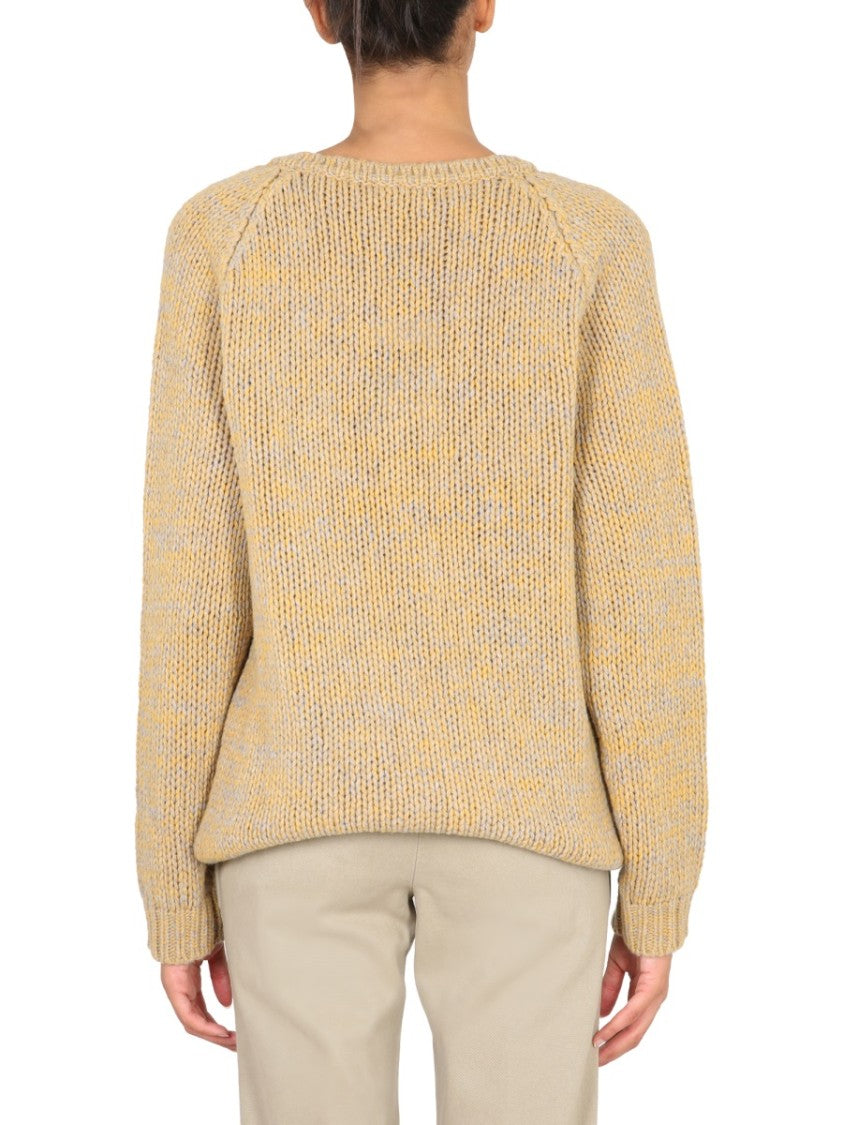 V-Neck Knit Sweater In Virgin Wool