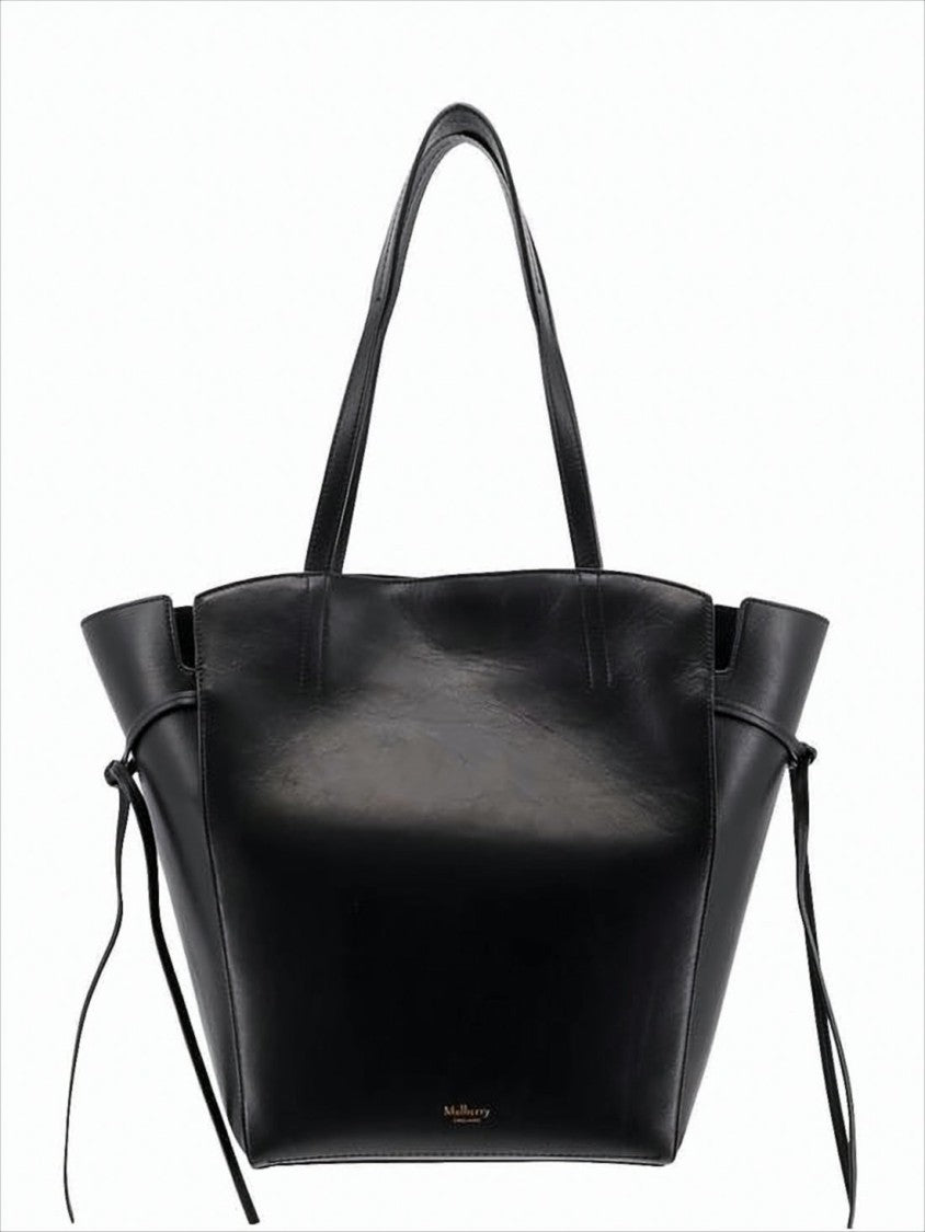 Structured Black Calf Leather Shoulder Bag