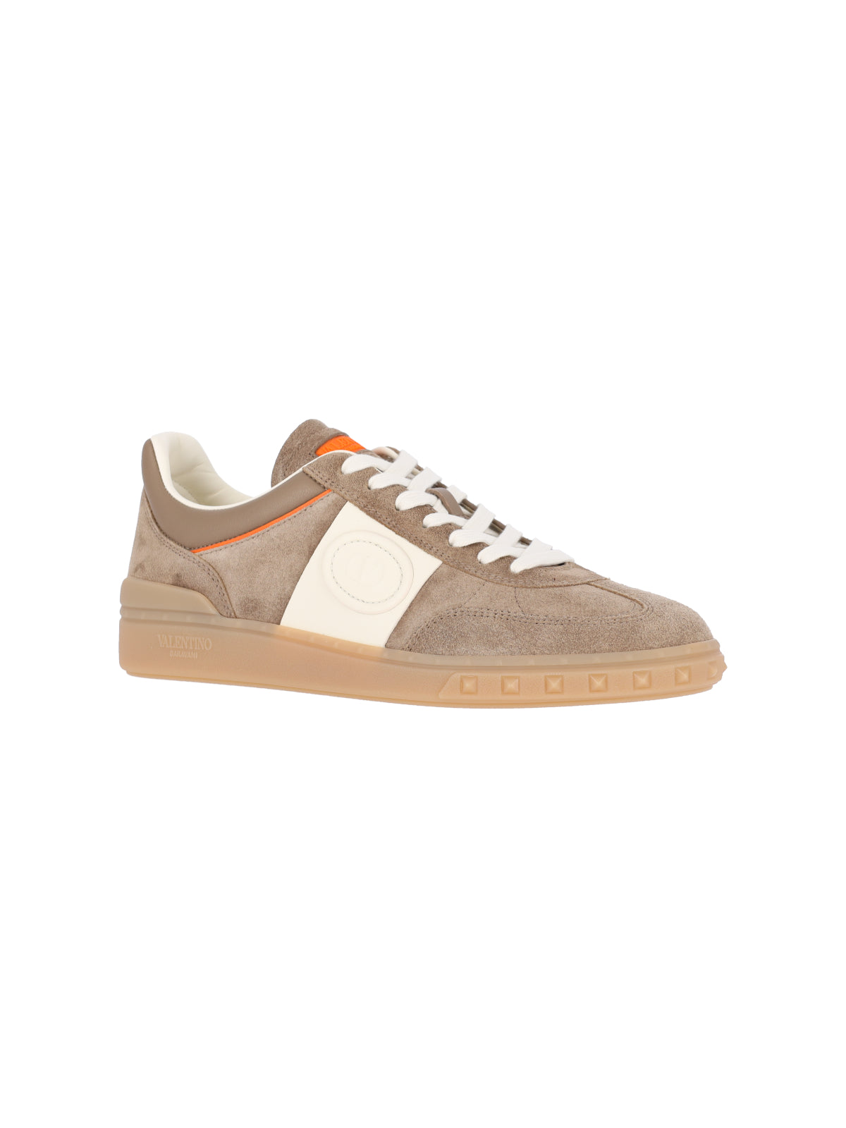Taupe Low-top Suede Panel Sneakers