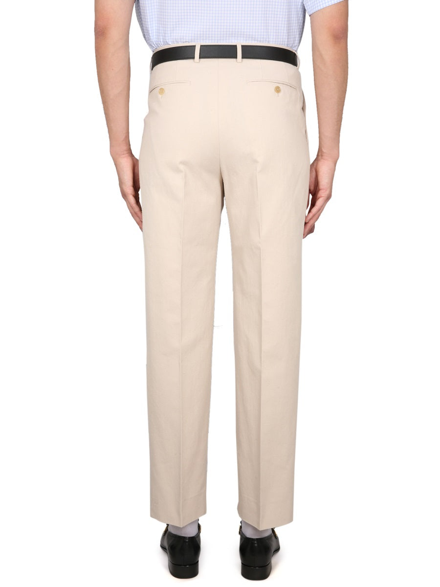 Embroidered Cotton Pants with Zippered Tab