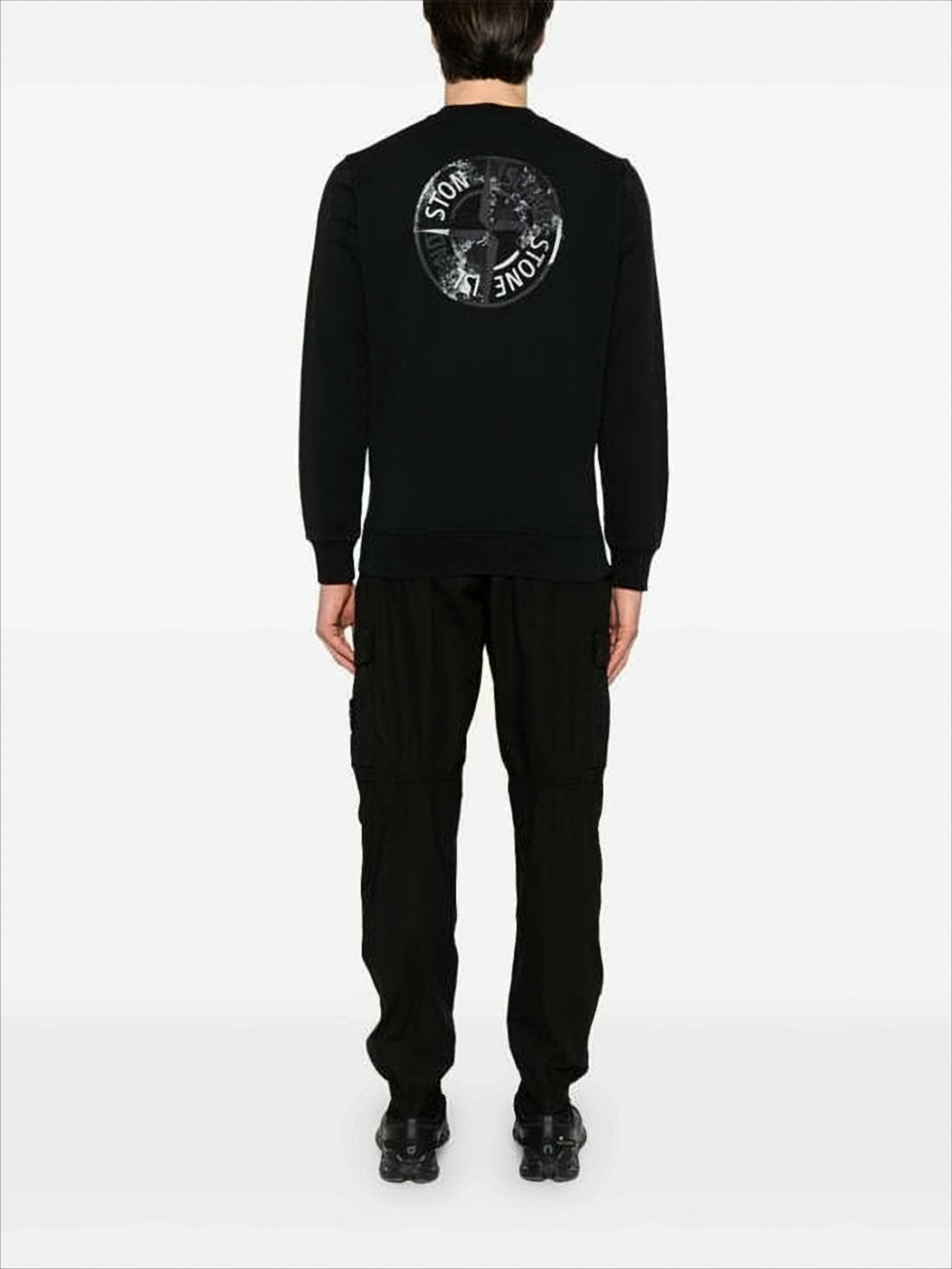 Black Crewneck Sweatshirt with Logo Detailing