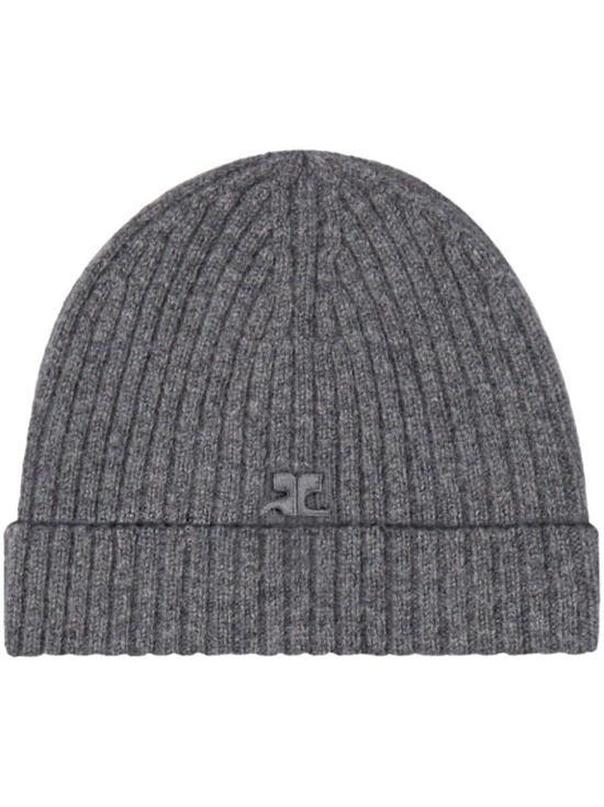 Ribbed Knit Beanie Hat With Folded Cuff And Logo Detail