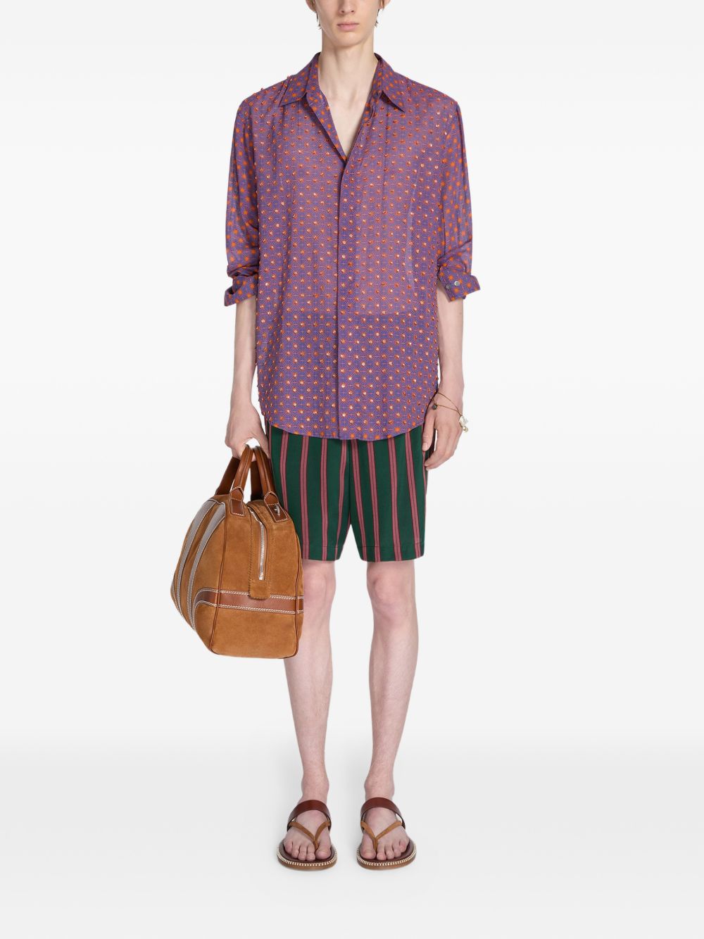 All-Over Embroidered Long-Sleeved Shirt
