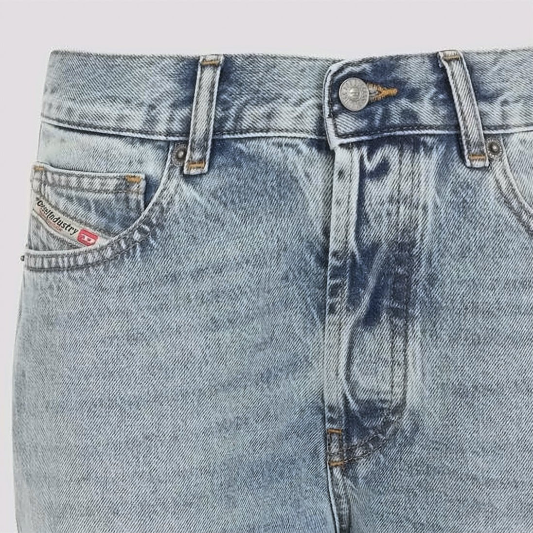 Light Wash Flared Cotton Denim Pants