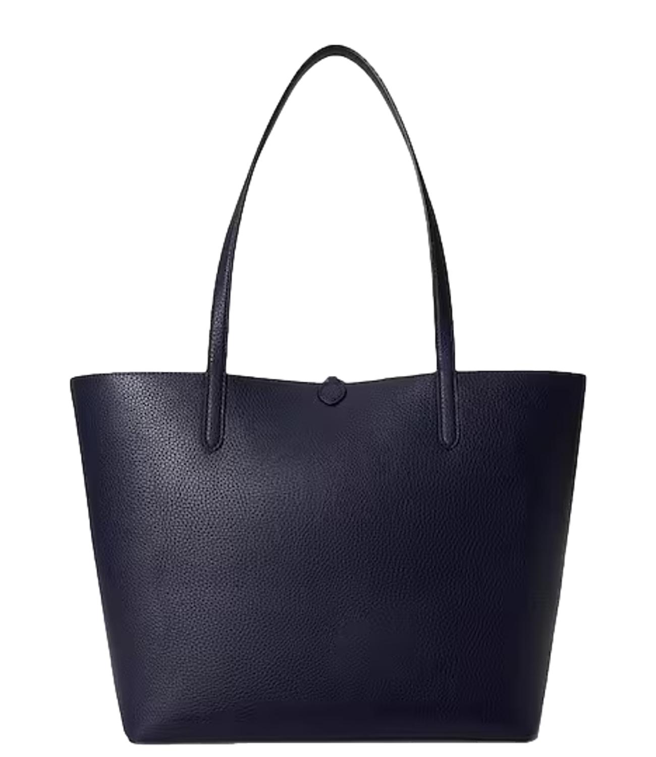 Navy Blue Reversible Polyurethane Tote Bag