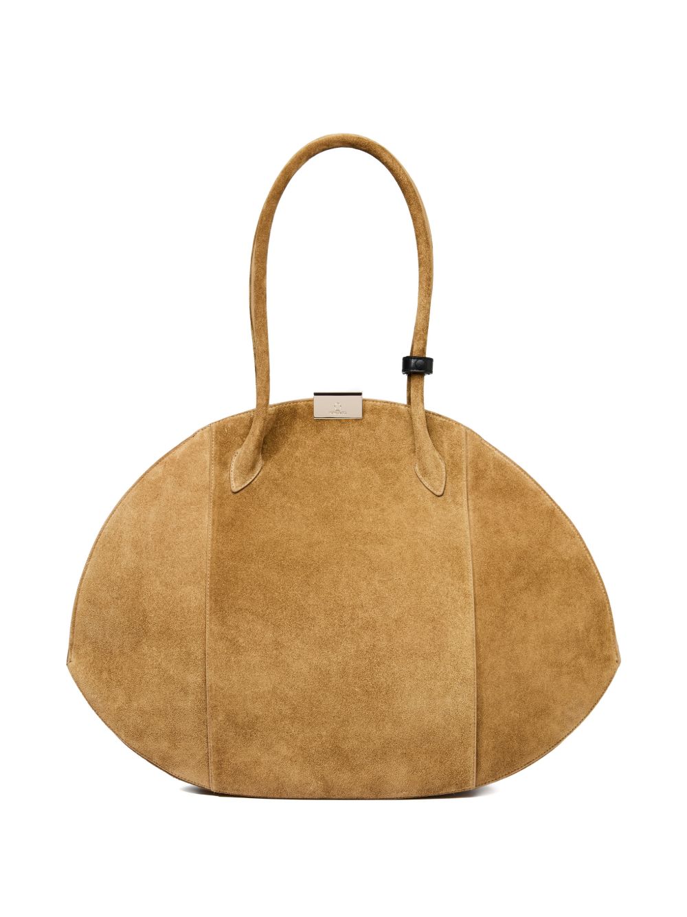 Elongated Oval Brown Silk and Nylon Handbag
