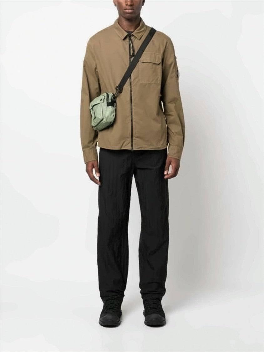 Structured Brown Casual Jacket With Iconic Lens Detail