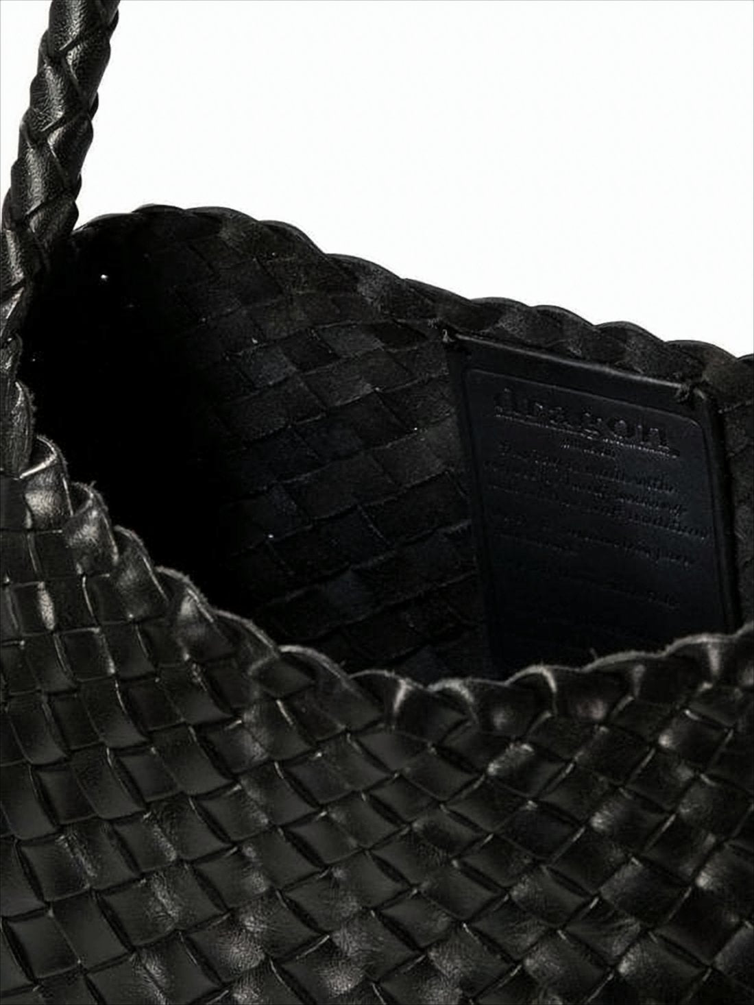 Black Buffalo Leather Woven Rosanna Handbag