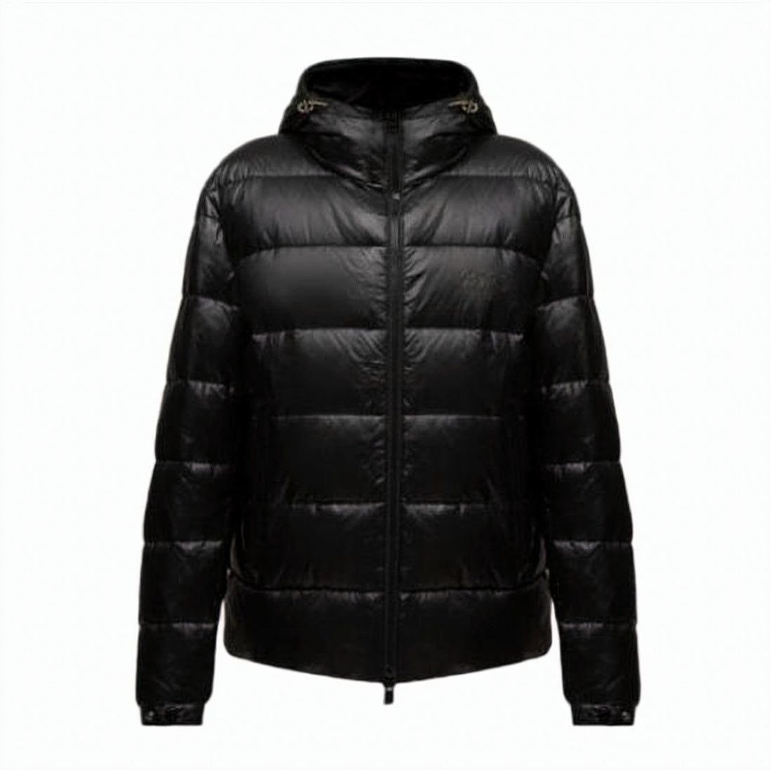 Padded Black Jacket with High Collar and Hood