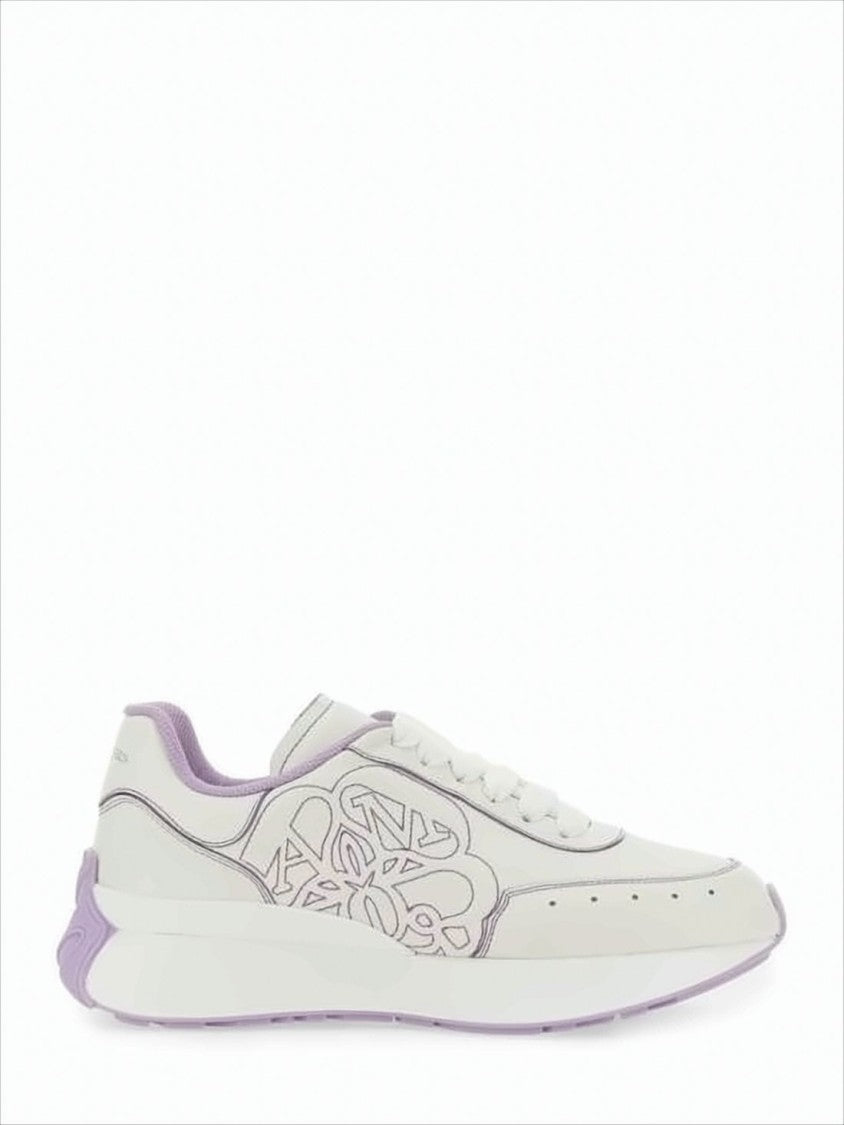 Lavender-Accented White Sneakers