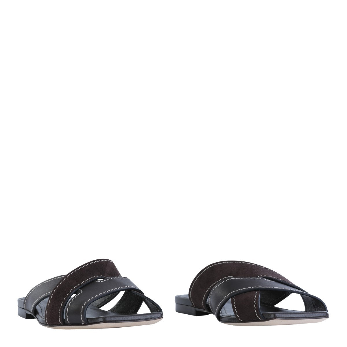 Slip-On Black Flats with Overlapping Smooth