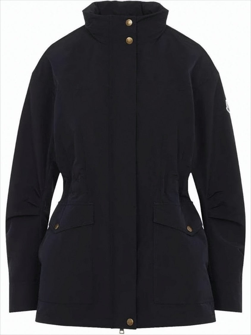 Tailored Black Jacket with High Collar and Flap Pockets
