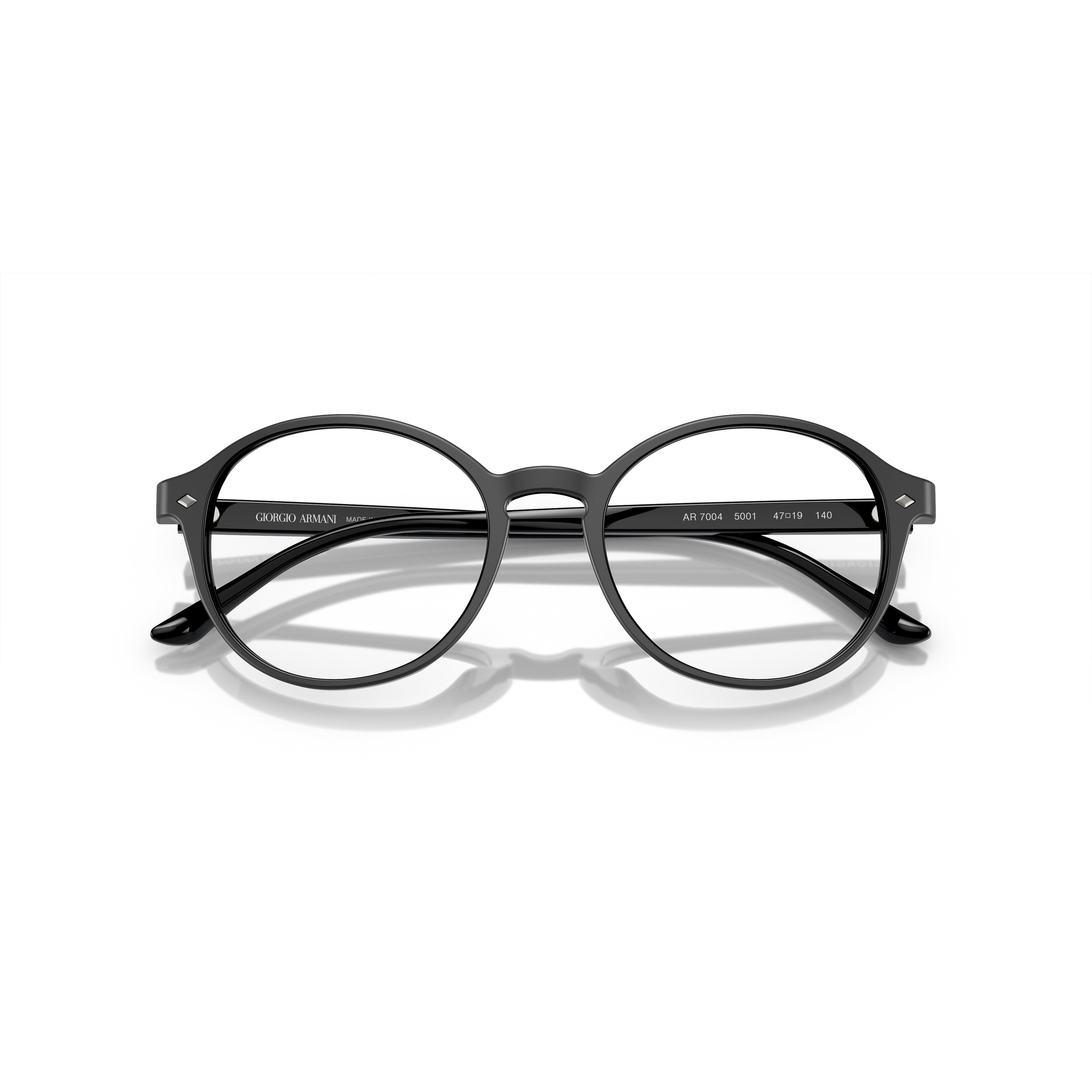 0ar7004 Classic Round Frame Eyeglasses with Polished Black Finish
