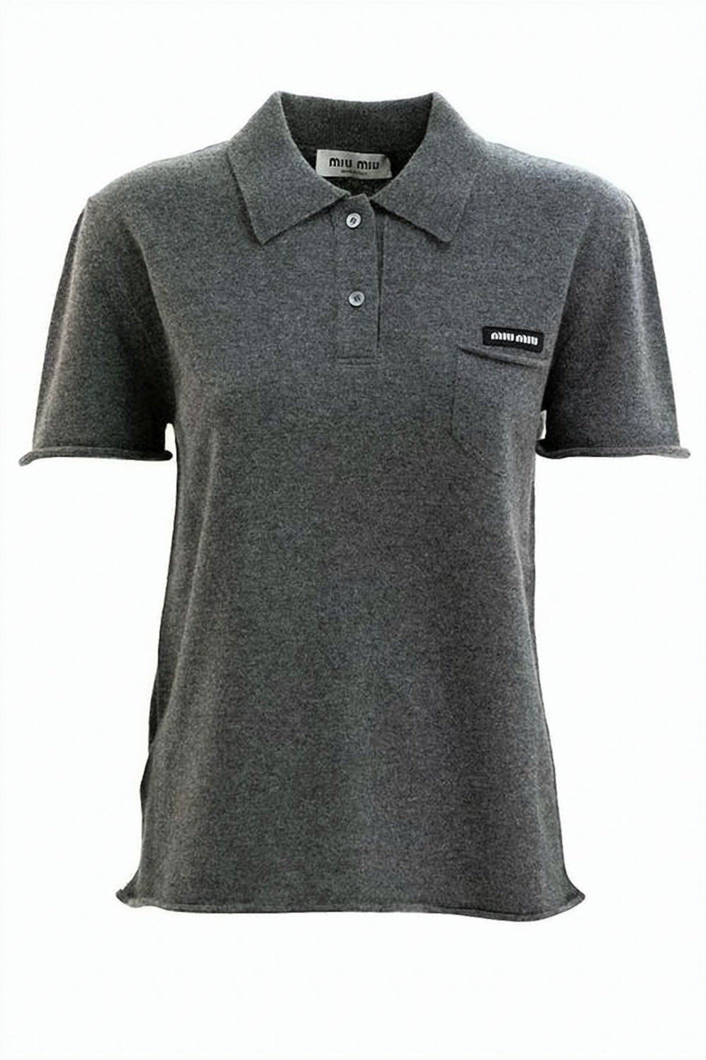 Short-Sleeved Cashmere Polo Top With Classic Collar