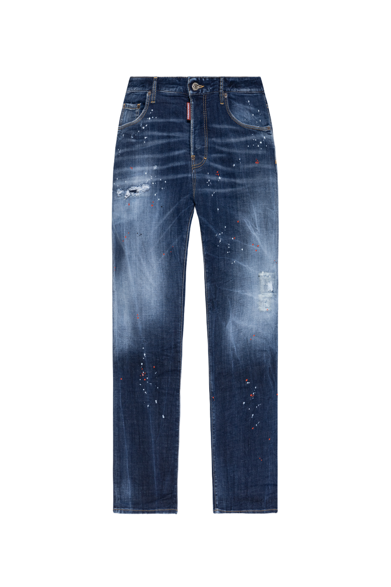 Carrot-Cut Denim Jeans with Vintage Finish