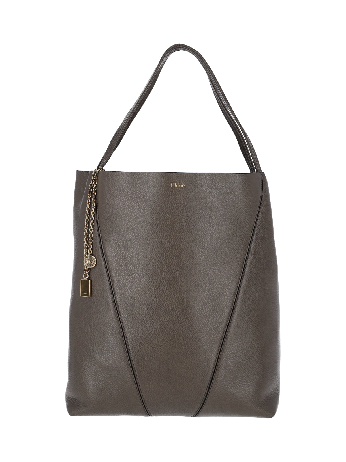 Grey Spin Textured Leather Tote