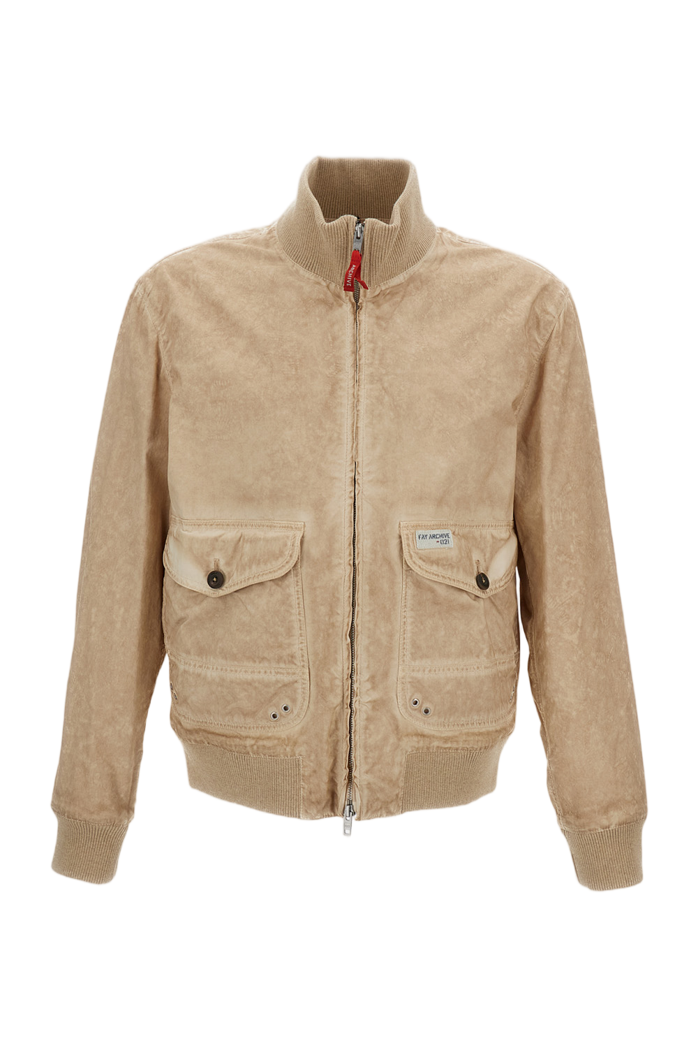 Authentic Garment-Dyed Bomber Jacket with Rib-Knit Details
