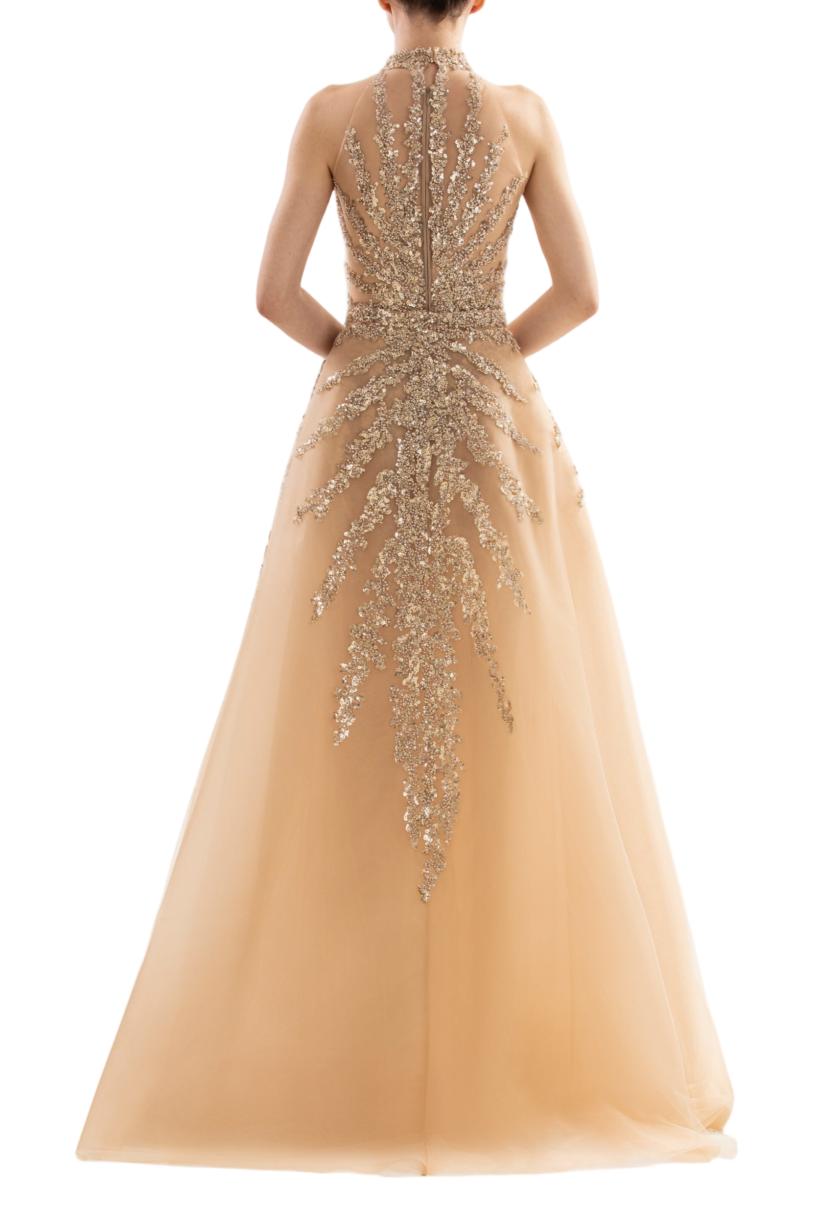 Gold Beaded Long Dress